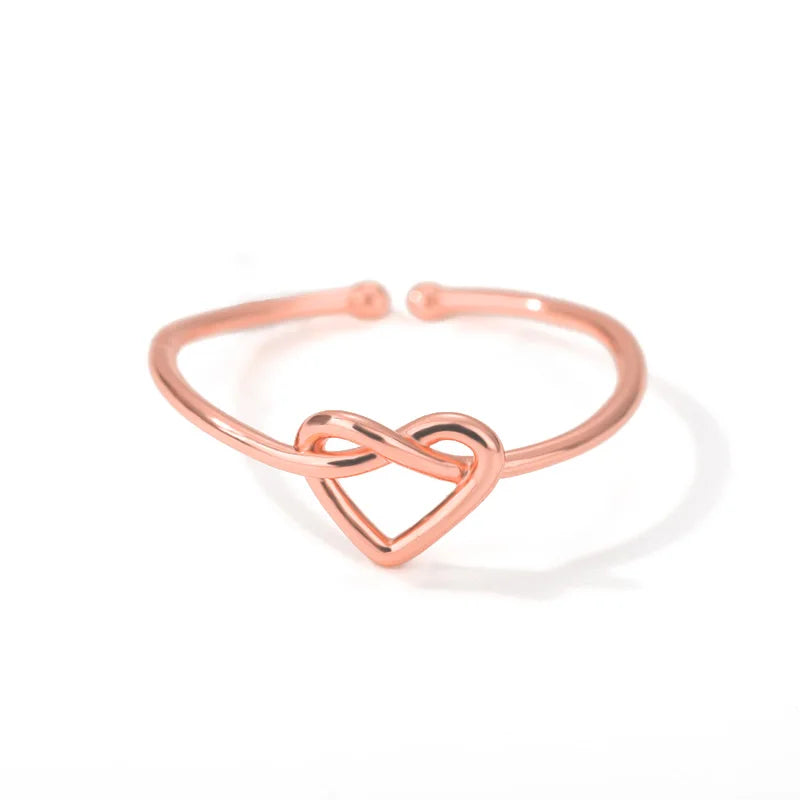 Bague Couple Cœur en Acier Inoxydable Doré