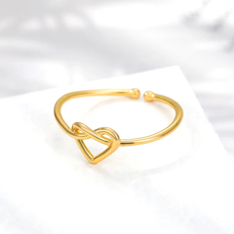 Bague Couple Cœur en Acier Inoxydable Doré