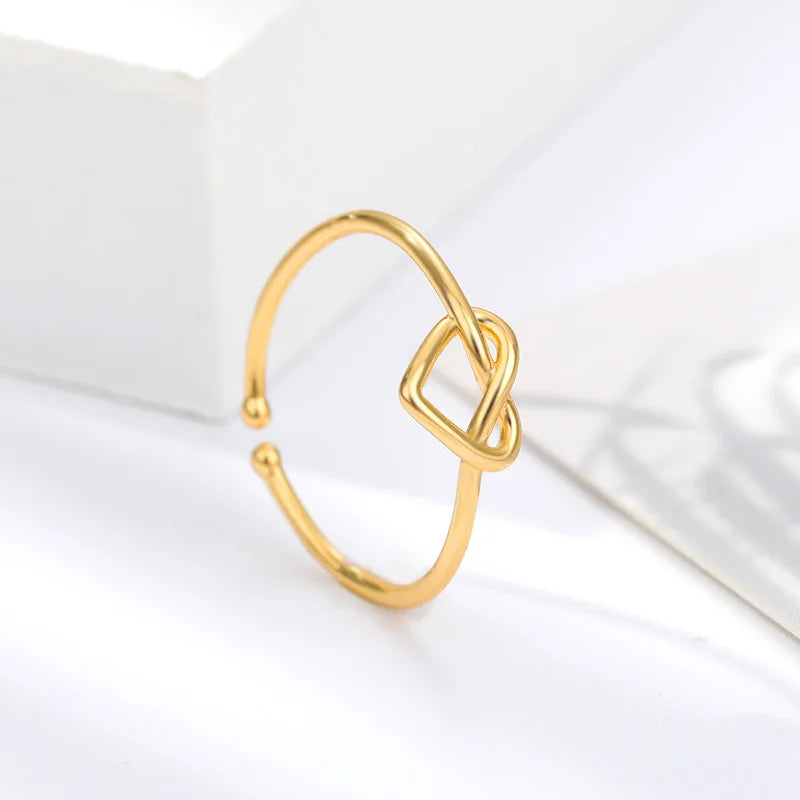 Bague Couple Cœur en Acier Inoxydable Doré