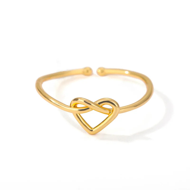 Bague Couple Cœur en Acier Inoxydable Doré