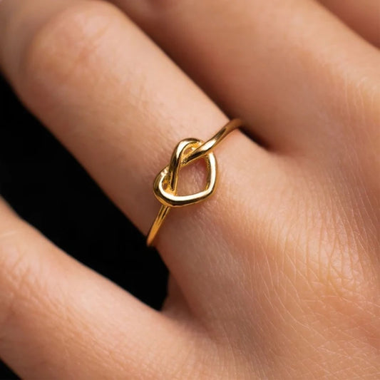 Bague Couple Cœur en Acier Inoxydable Doré
