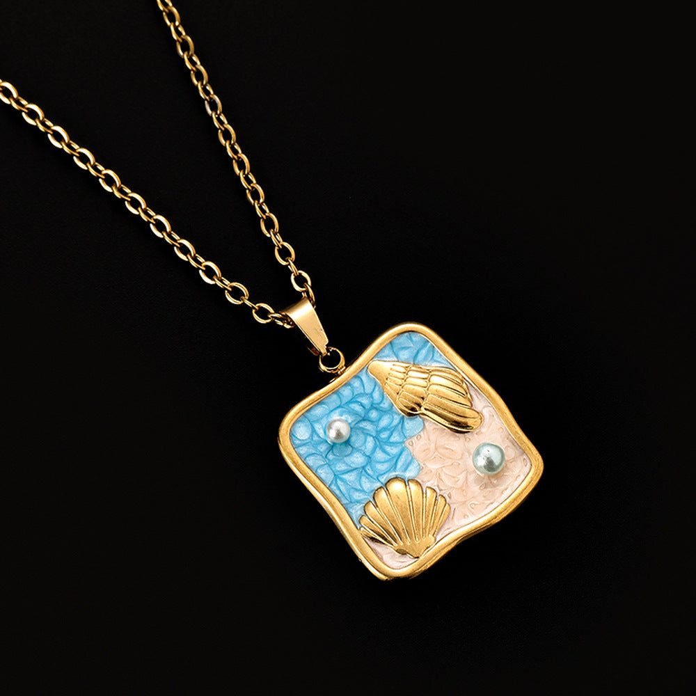 Collier Coquillage en Acier Inoxydable