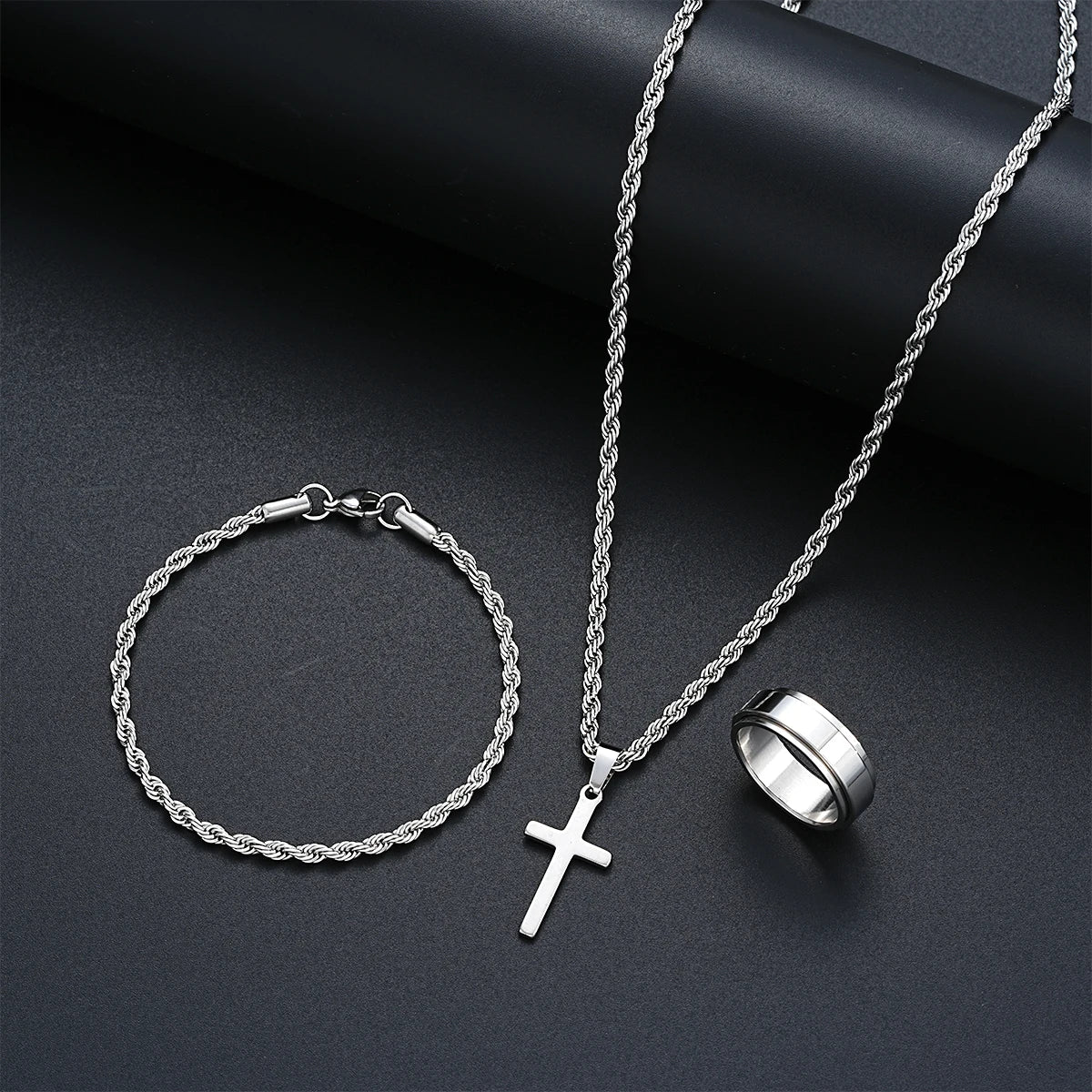 Ensemble Croix en Acier Inoxydable