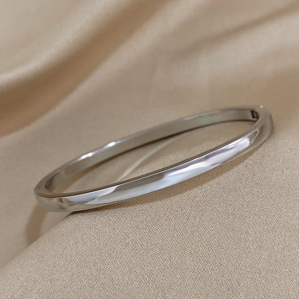 Bracelet Jonc Lisse Doré en Acier Inoxydable