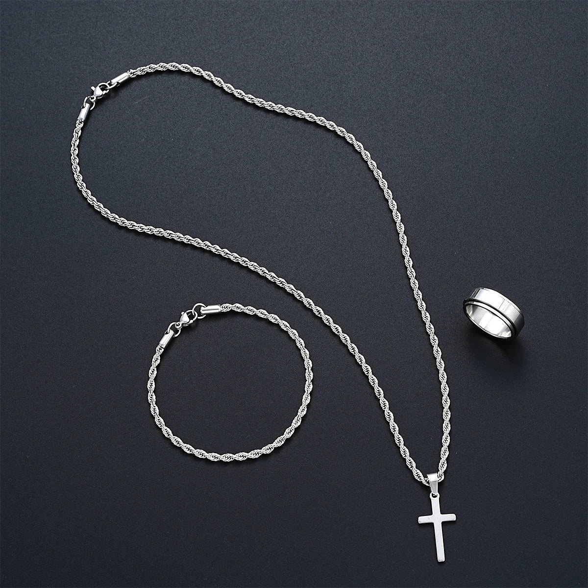 Ensemble Croix en Acier Inoxydable