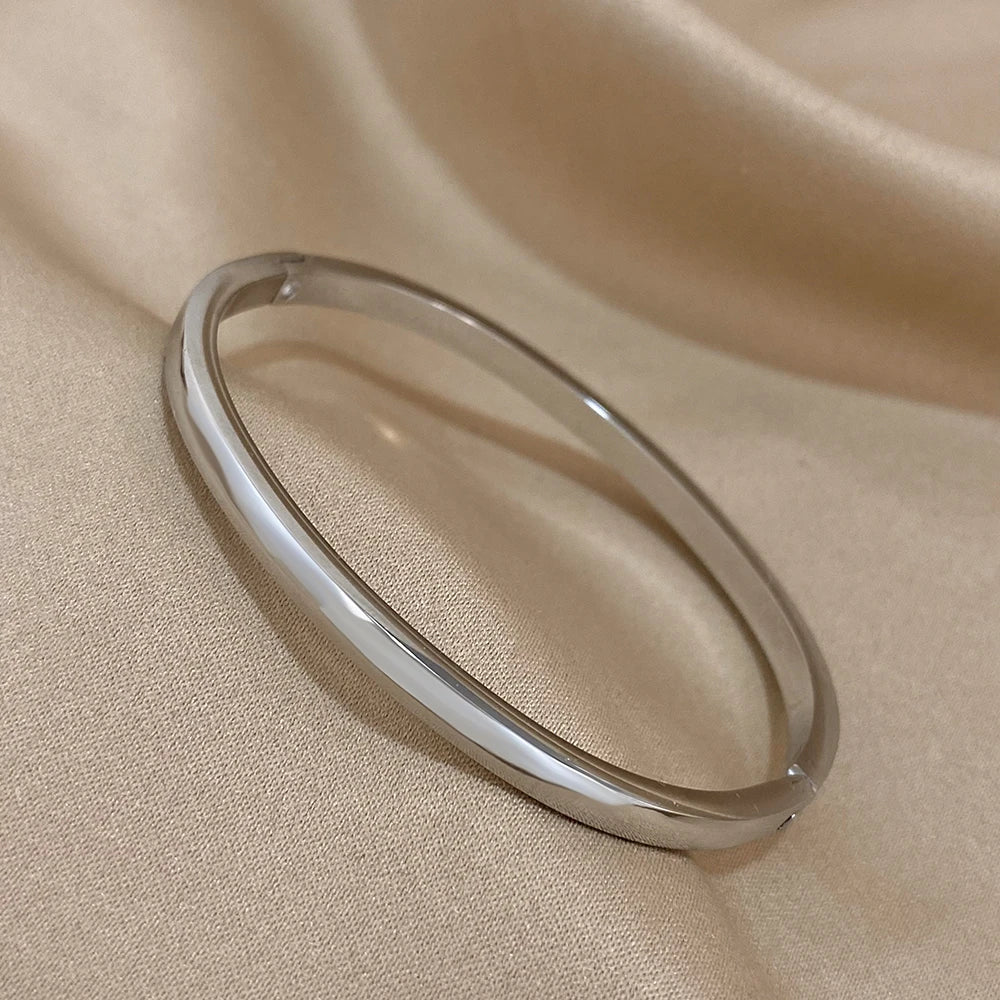 Bracelet Jonc Lisse Doré en Acier Inoxydable