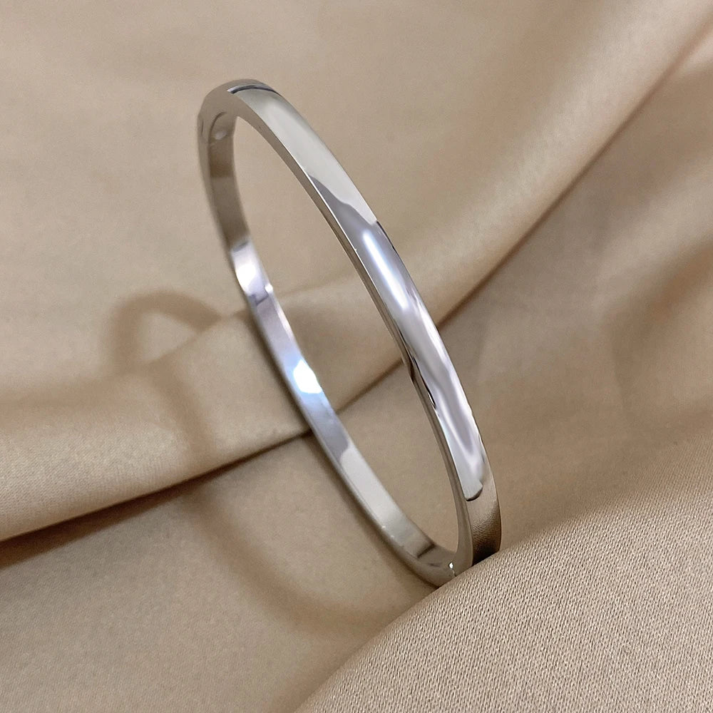 Bracelet Jonc Lisse Doré en Acier Inoxydable