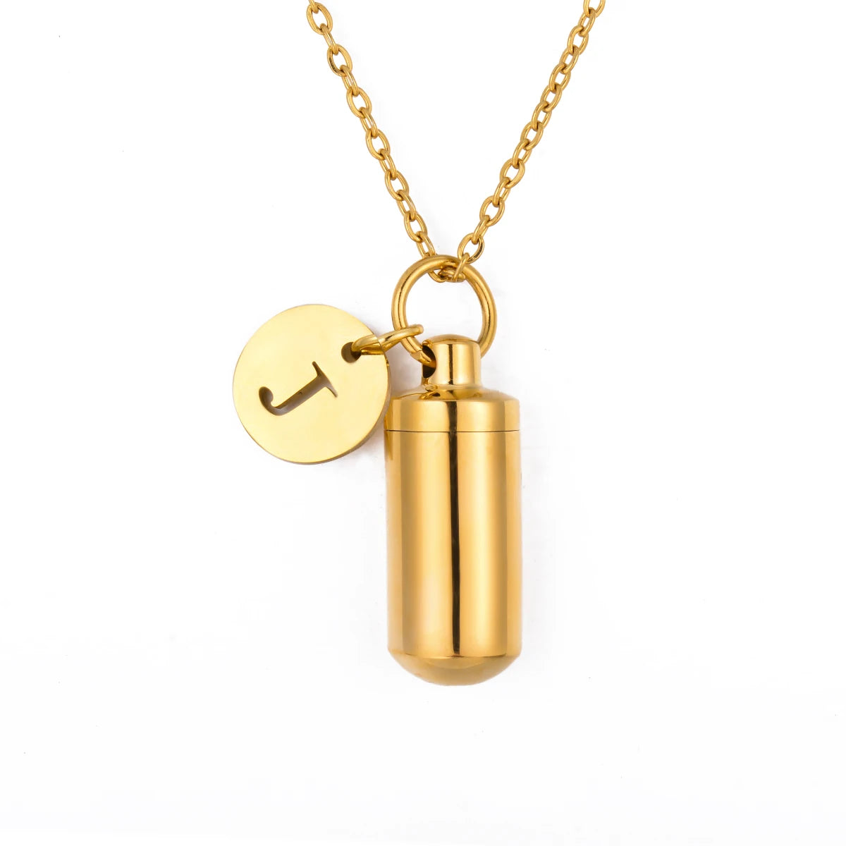 Collier Urne Cylindre Personnalisé avec Initiale – Pendentif Souvenir pour Cendres en Acier Inoxydable